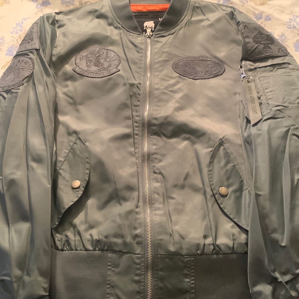 Black aces bomber jacket